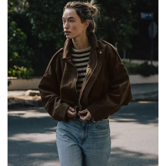 Zara SUEDE EFFECT BOMBER JACKET - Picture 10 of 15